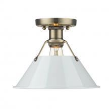  3306-FM AB-DB - Orwell AB Flush Mount in Aged Brass with Dusky Blue shade